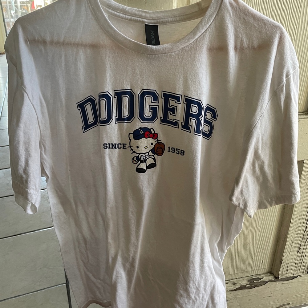 White Dodgers Hello Kitty T-Shirt